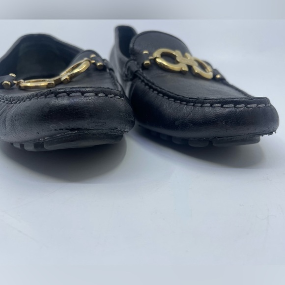Salvatore Ferragamo Black Loafers with Gold Accent - Picture 7 of 13